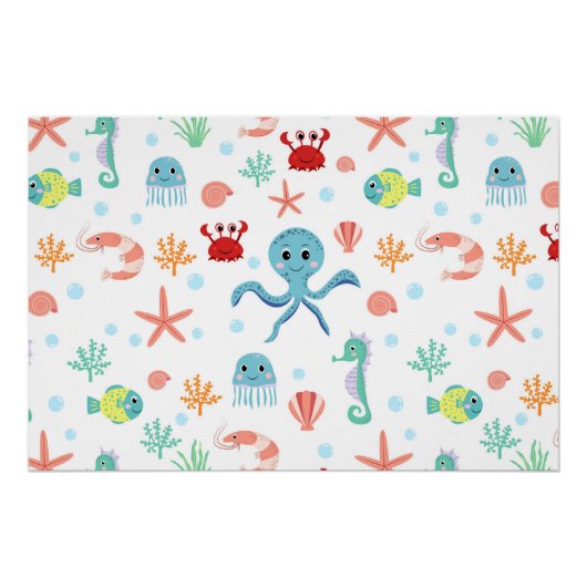 Sea World patroon Perfect Poster (Voorkant)