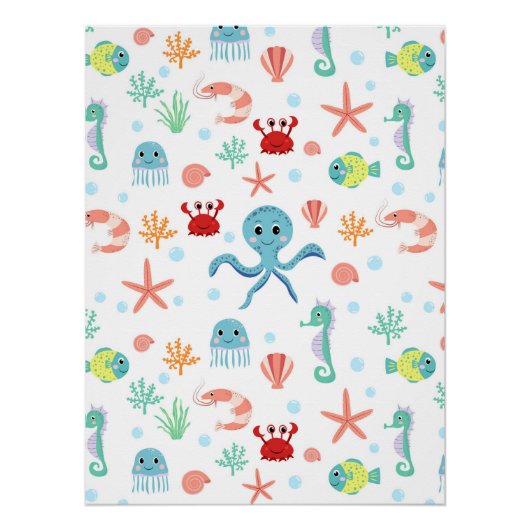 Sea World patroon Perfect Poster (Voorkant)