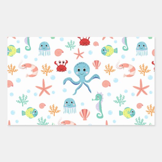 Sea World patroon Rechthoekige Sticker (Voorkant)