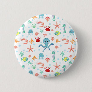 Sea World patroon Ronde Button 5,7 Cm