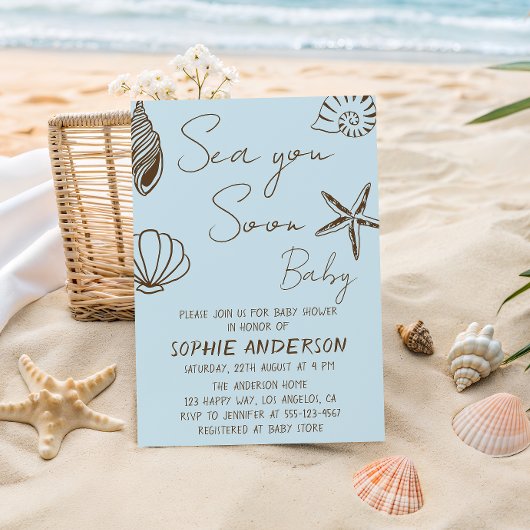 Sea You Soon Baby Boho Coastal Baby Shower  Kaart