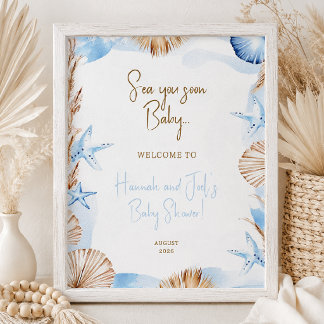 Sea You Soon Baby Boy Shower Welkom Bord Kust Poster