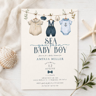 Sea You Soon Baby Boy Waslijn Baby Shower Kaart