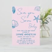 Sea You Soon Baby Coastal Seashell Baby Shower Kaart (Staand voorkant)
