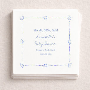 Sea You Soon Baby Hand Getekende Schelpen Baby Sho Servet