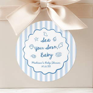 Sea You Soon Baby Kust Baby Shower Ronde Sticker