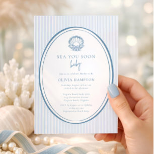 Sea You Soon Baby Kustblauw Foto Baby Shower Kaart