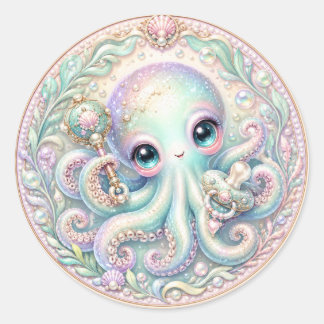 Sea You Soon Baby Octopus Onder de Zee Douche Ronde Sticker