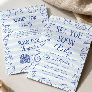 Sea You Soon Baby, Seashell Kust Baby Shower Kaart