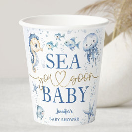 Sea You Soon Baby Shower Boy Blue Ocean Papieren Bekers
