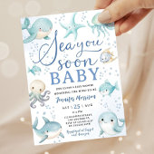 Sea You Soon Baby Shower Boy Blue Teal Ocean Kaart