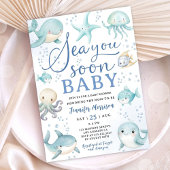 Sea You Soon Baby Shower Boy Blue Teal Ocean Kaart