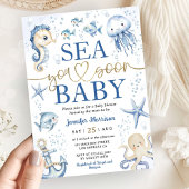 Sea You Soon Baby Shower Boy Navy Blue Ocean Kaart