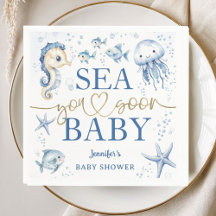 Sea You Soon Baby Shower Boy Navy Blue Ocean Paper