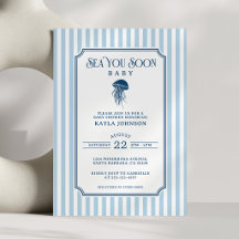 Sea You Soon Baby Shower Elegante Blauwe Streep