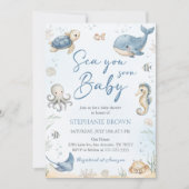 Sea You Soon Baby Shower Invitation Kaart (Voorkant)