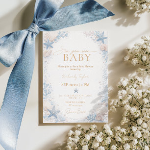 Sea You Soon Baby Shower Jongen Blauwe Oceaan Kaart