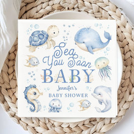 Sea You Soon Baby Shower Jongen Blauwe Oceaan Papi Servet