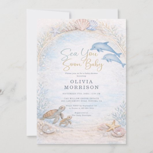 Sea You Soon Baby Shower Kaart (Voorkant)