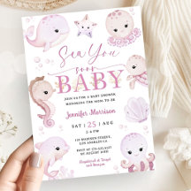 Sea You Soon Baby Shower Meisje Oceaan Dieren