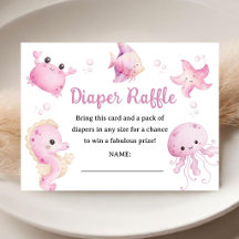Sea You Soon Baby Shower Meisje Roze Luier Raffle
