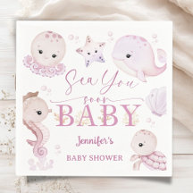 Sea You Soon Baby Shower Roze Oceaan Papier