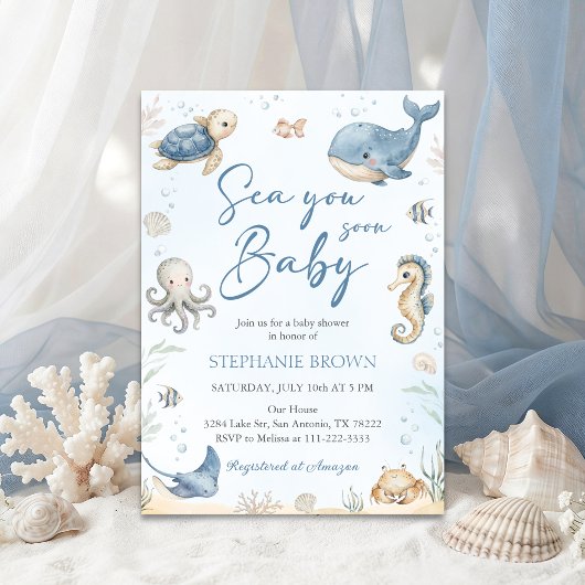 Sea You Soon Baby Shower Uitnodiging