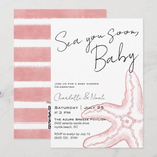 Sea You Soon Baby Shower Uitnodiging (Voorkant / Achterkant)