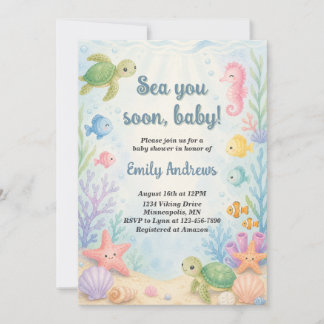 Sea You Soon Baby Shower Uitnodiging