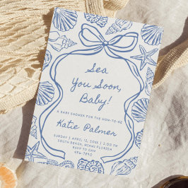 Sea You Soon Baby Shower Uitnodiging Blauwe Kust B