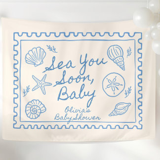 Sea You Soon Baby Shower Welcome Sign Custom Ocean Wandkleed