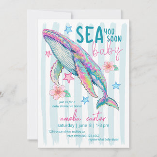 Sea You Soon Baby Shower Whale Coastal Ocean Beach Kaart