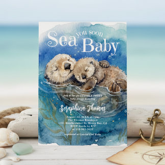 Sea You Soon Baby Watercolor Otter Baby Shower Kaart