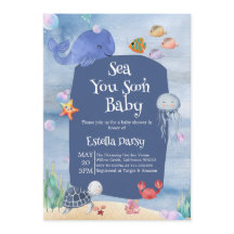 Sea You Soon blauwe Oceaan Dieren Baby Shower