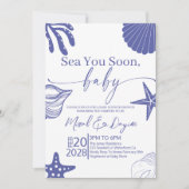Sea You Soon Blue Scallop Shell Boy Baby Shower  Kaart (Voorkant)