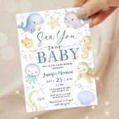 Sea You Soon Boy Baby Shower Cute Ocean Invitation Kaart