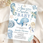 Sea You Soon Boy Baby Shower Invitation  Kaart