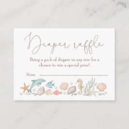 Sea You Soon Coastal Baby Shower Diaper Raffle Informatiekaartje
