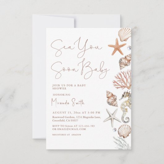 Sea You Soon Coastal Baby Shower Kaart (Voorkant)