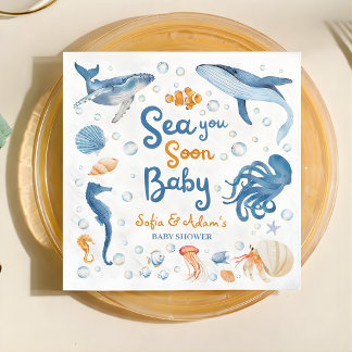 Sea You Soon Coastal Baby Shower Servet