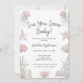 Sea You Soon Cute Coastal Hand Drawn Baby Shower Kaart (Voorkant)
