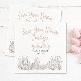 Sea You Soon Cute Hand Drawn Baby Shower Servet