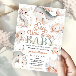 Sea You Soon Girl Baby Shower Boho Bloem Ocean Kaart