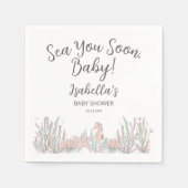 Sea You Soon Hand Drawn Seahorse Baby Shower Servet (Voorkant)