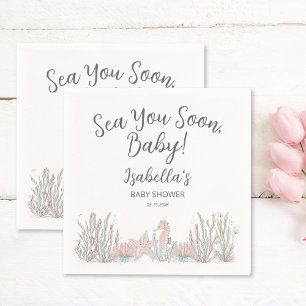 Sea You Soon Hand Getekende Zeepaardje Baby Shower Servet