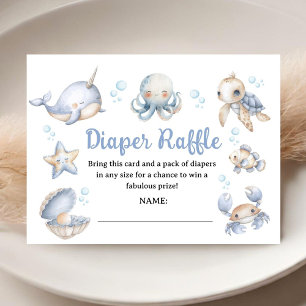 Sea You Soon Jongens Baby Shower Blauwe Luier Raff Informatiekaartje