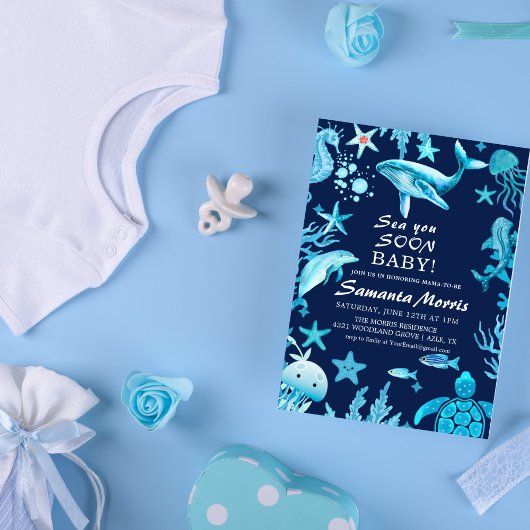 Sea You Soon Nautical Baby is on the Way Baby  Kaart