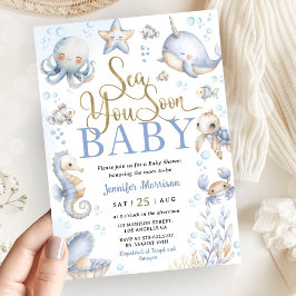 Sea You Soon Ocean Animals Boy Baby Shower Kaart