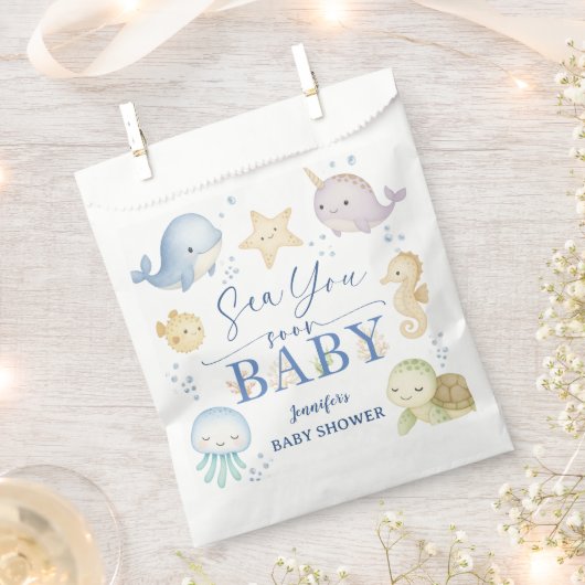 Sea You Soon Ocean Baby Shower Paper Bedankzakje (Geknipt)
