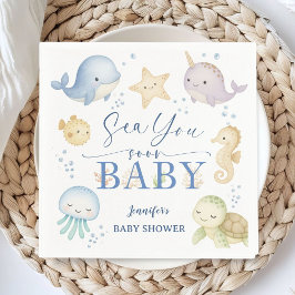 Sea You Soon Ocean Baby Shower Paper Servet